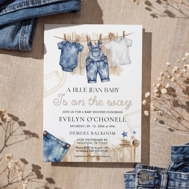 Invitation de Baby Shower Blue Jean (Créateur téléchargé)