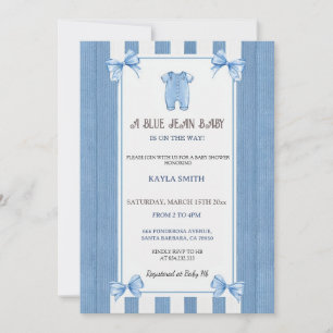 Invitation de Baby Shower Blue Jean   Bébé garçon 