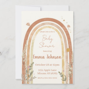 Invitation de Baby Shower Bohème Arc-en-Ciel – Aqu