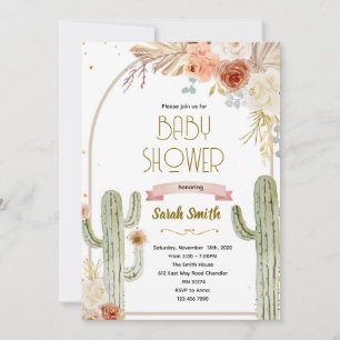 Invitation de baby shower bohème cactus