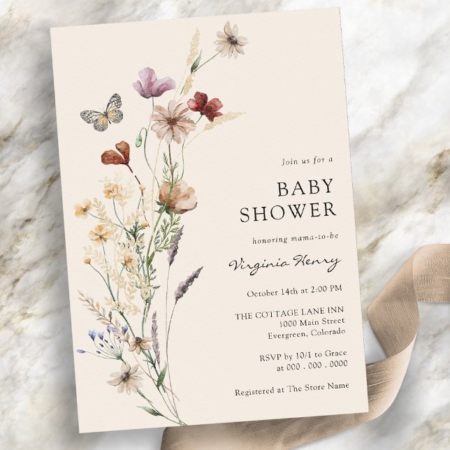 Invitation de Baby Shower Bohème Fleur Sauvage (Boho Wildflower Baby Shower Invitation
)