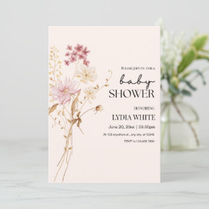Invitation de Baby Shower Bohème Fleur Sauvage Bab