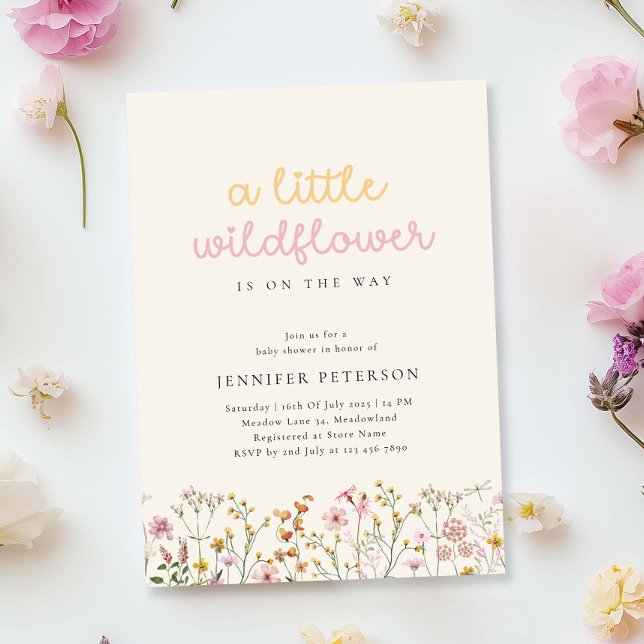 Invitation de Baby Shower Bohème Fleur Sauvage Béb (Créateur téléchargé)