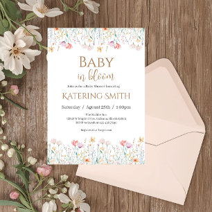 Invitation de baby shower bohème floral pour fille