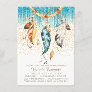 Invitation de Baby Shower Bohème Garçon Fille Attr