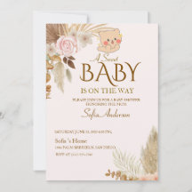 Invitation de baby shower bohème Pampas