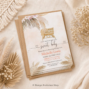 Invitation de Baby Shower Bohème Pampas