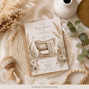 Invitation de Baby Shower Bohème Pampas