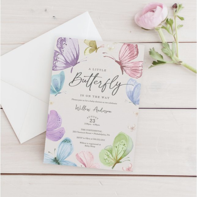 Invitation de Baby Shower Bohème Papillon (Créateur téléchargé)