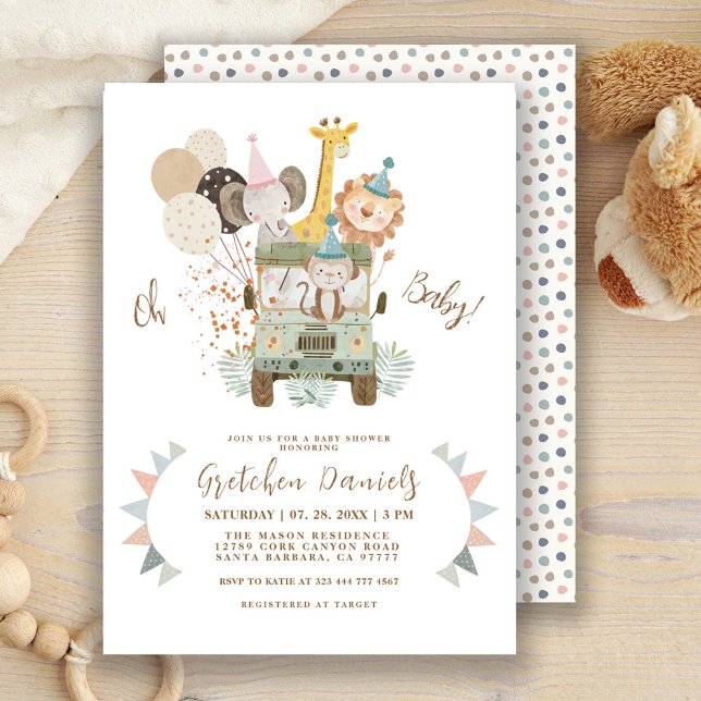 Invitation de baby shower bohème pour les animaux  (Créateur téléchargé)