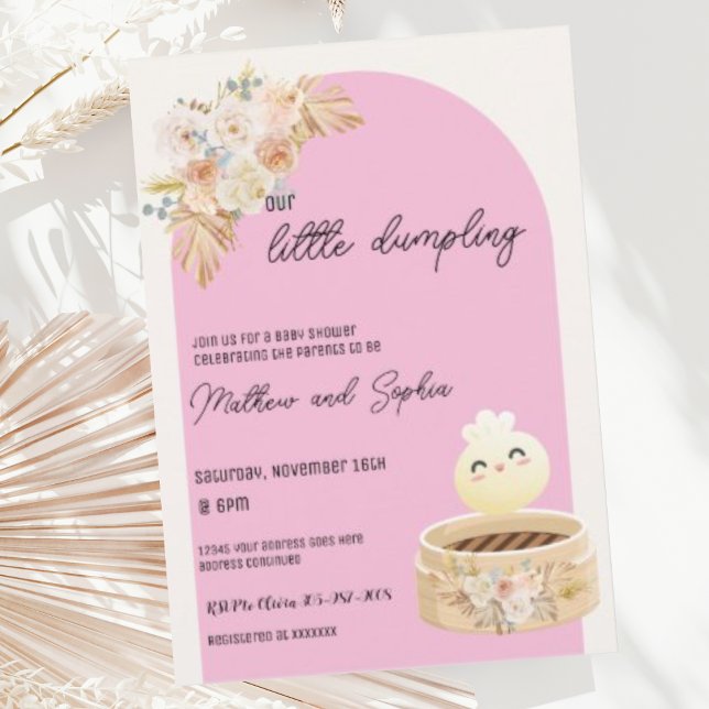 Invitation de Baby Shower Bohème Rose pour Bébé Du (Créateur téléchargé)