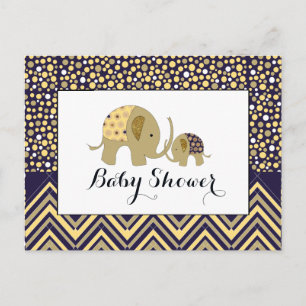 Invitation de Baby shower Bohemian Elephant & Chev