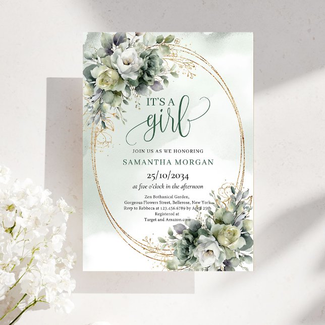 Invitation de Baby Shower Boho Élégance Végétal Do (Boho Elegance Greenery Gold Baby Shower Invitation)