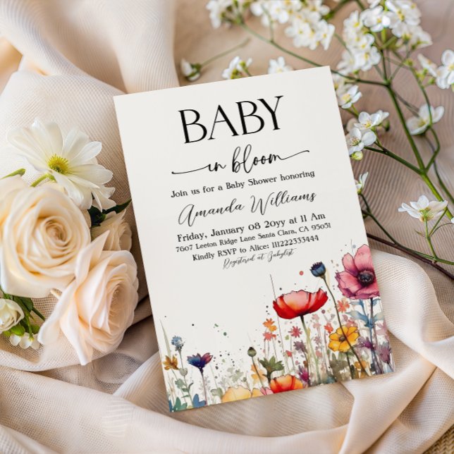Invitation de Baby Shower Boho Meadow Floral Baby  (Créateur téléchargé)