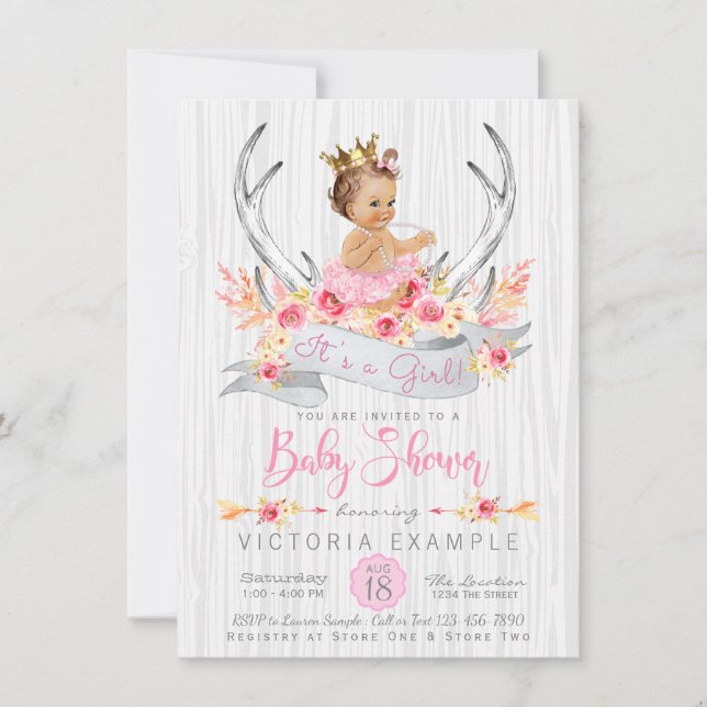 Invitation de Baby shower Boho Princess Tribal Ant (Devant)