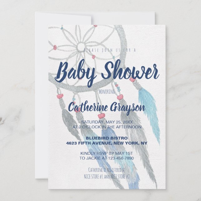 Invitation de Baby shower Boho Tribal Dreamcatcher (Devant)