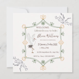 Invitation de Baby Shower Botanique Élégante Mod