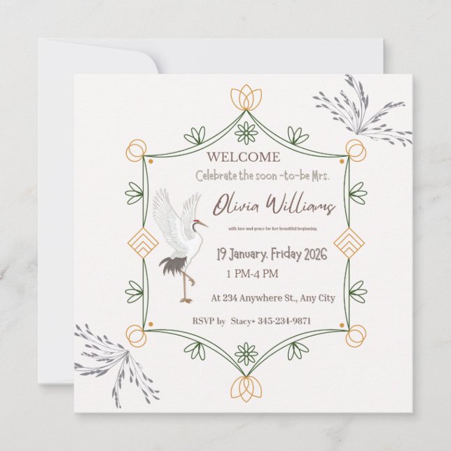Invitation de Baby Shower Botanique Élégante | Mod (Devant)