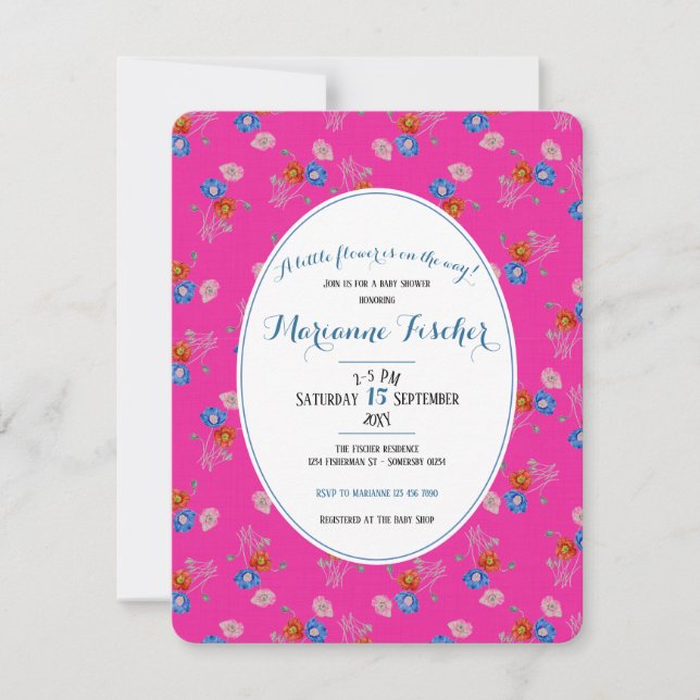 Invitation de Baby Shower botanique grandmillennia (Devant)