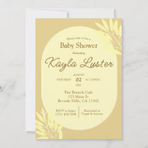 Invitation de Baby shower botanique jaune