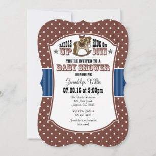 Invitation de Baby shower Brown Blue Cowboy