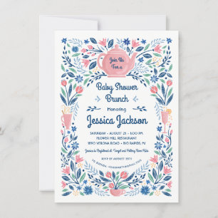 Invitation de baby shower brunch charmante rose