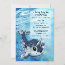 Invitation de Baby shower Bubbly Narwhal