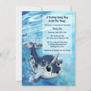 Invitation de Baby shower Bubbly Narwhal
