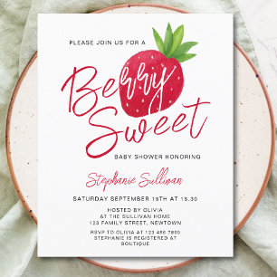 Invitation de Baby Shower Budget Berry Sweet Straw