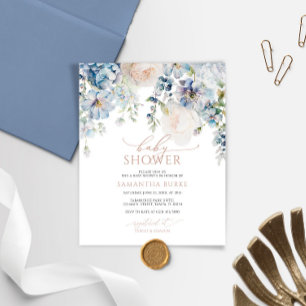 Invitation de Baby Shower Budget Blue Hydrangea Bl