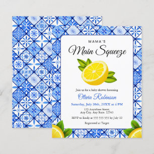 Invitation de Baby Shower Budget Blue Mama's Main