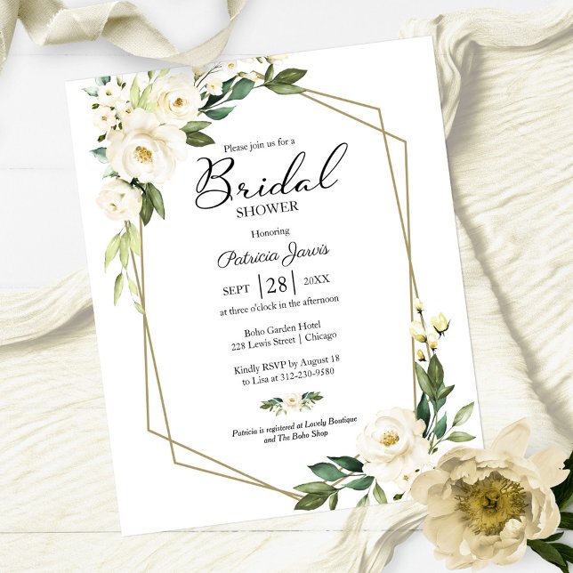 Invitation de Baby Shower Budget Fleur Blanche (Créateur téléchargé)
