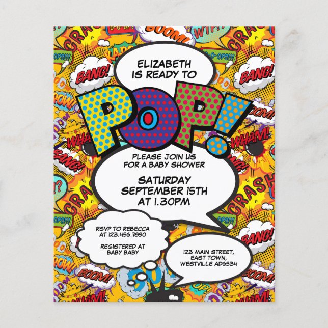Invitation de Baby Shower 'Budget Fun Ready to Pop (Devant)
