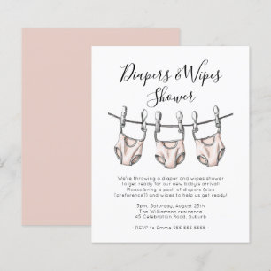 Invitation de Baby shower Budget Pink Diapers & Wi