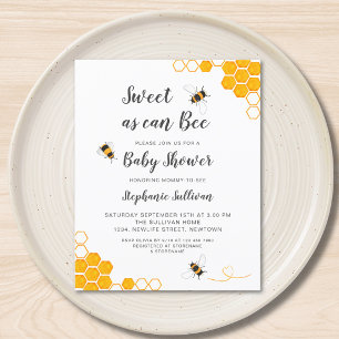 Invitation de Baby Shower Budget Sweet As Can Bee