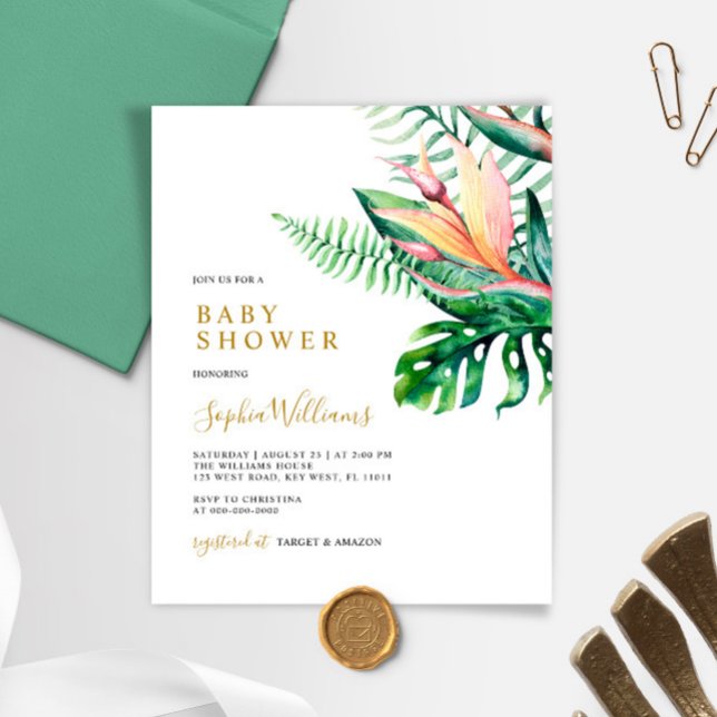 Invitation de Baby Shower Budget Tropical Verdure (Créateur téléchargé)