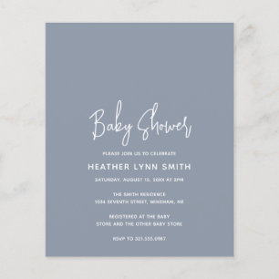 Invitation de Baby shower budgétaire Dusty Blue