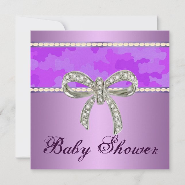 Invitation de Baby shower Camo Diamond Bow (Devant)