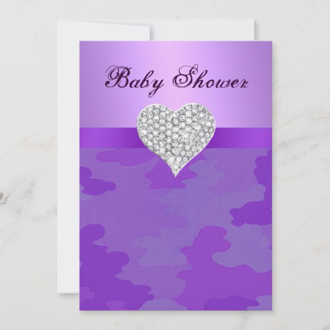 Invitation de Baby shower cardiaque de Camo Diamon (Devant)