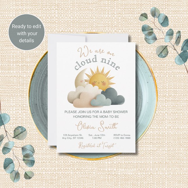 Invitation de Baby Shower Céleste Cloud Nine (Créateur téléchargé)