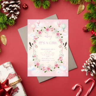 Invitation de baby shower "C'est une fille" à moti
