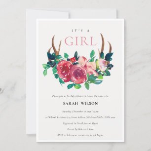 Invitation de Baby Shower 'C'est une fille' avec d