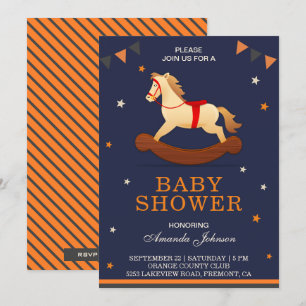 Invitation de Baby Shower Cheval à Bascule Mignon