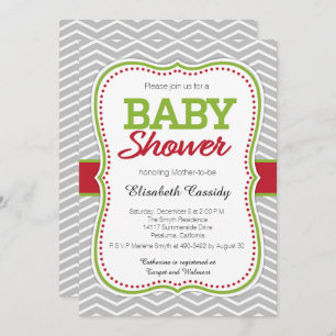 Invitation de Baby shower Chevron pour Noël