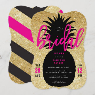 Invitation de Baby Shower Chic Ananas Pailleté Or
