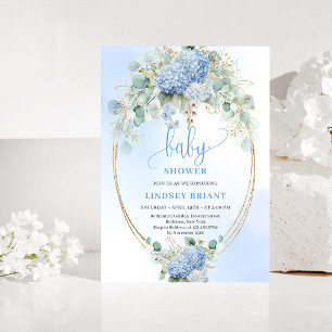 Invitation de Baby Shower Chic Boho Bleu aux Horte