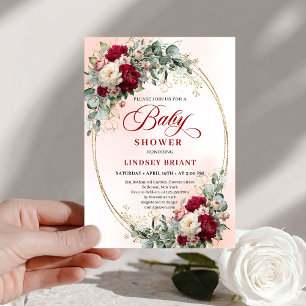 Invitation de Baby Shower Chic Rustique Bourgogne