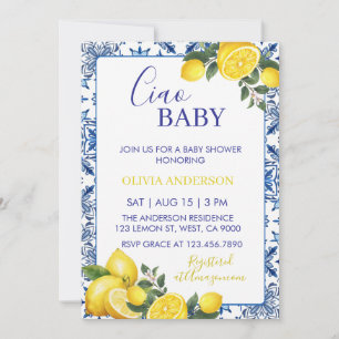 Invitation de Baby Shower Ciao Baby en citant les