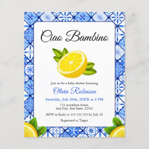 Invitation de Baby Shower Ciao Bambino Italien à p