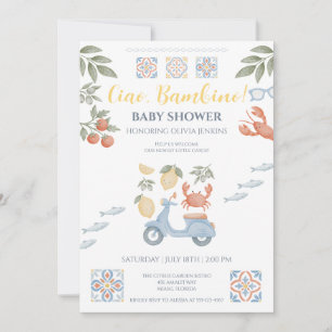Invitation de Baby Shower Ciao Bambino sur la Côte